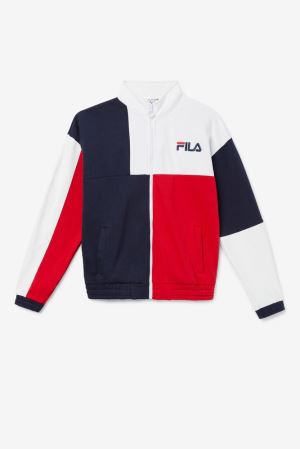 FILA Roland Full Zip Sweatshirts Navy / White / Red,Mens Clothing | CA.NTSRMP012